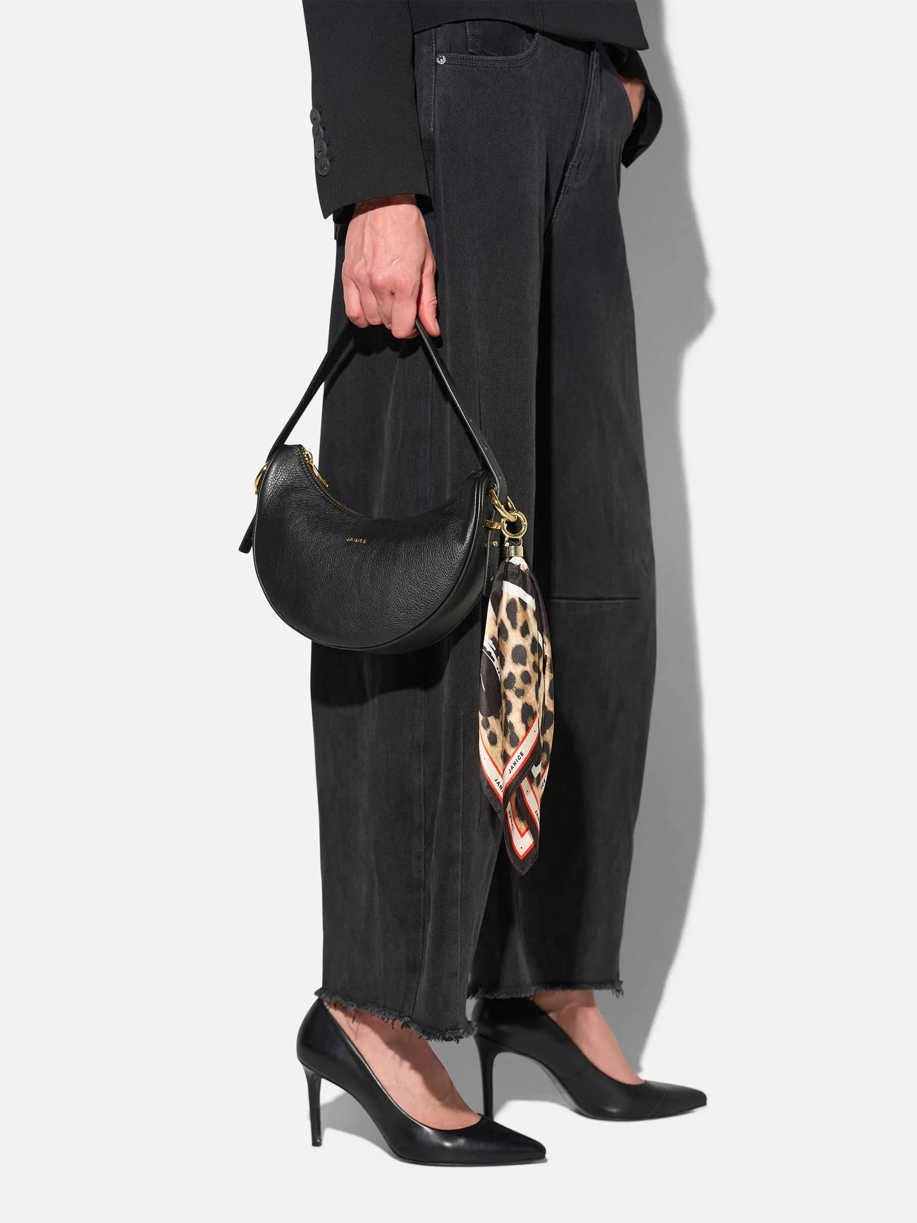 Bag Charm Zijden Sjaal Dames Effron Panterprint Bruin