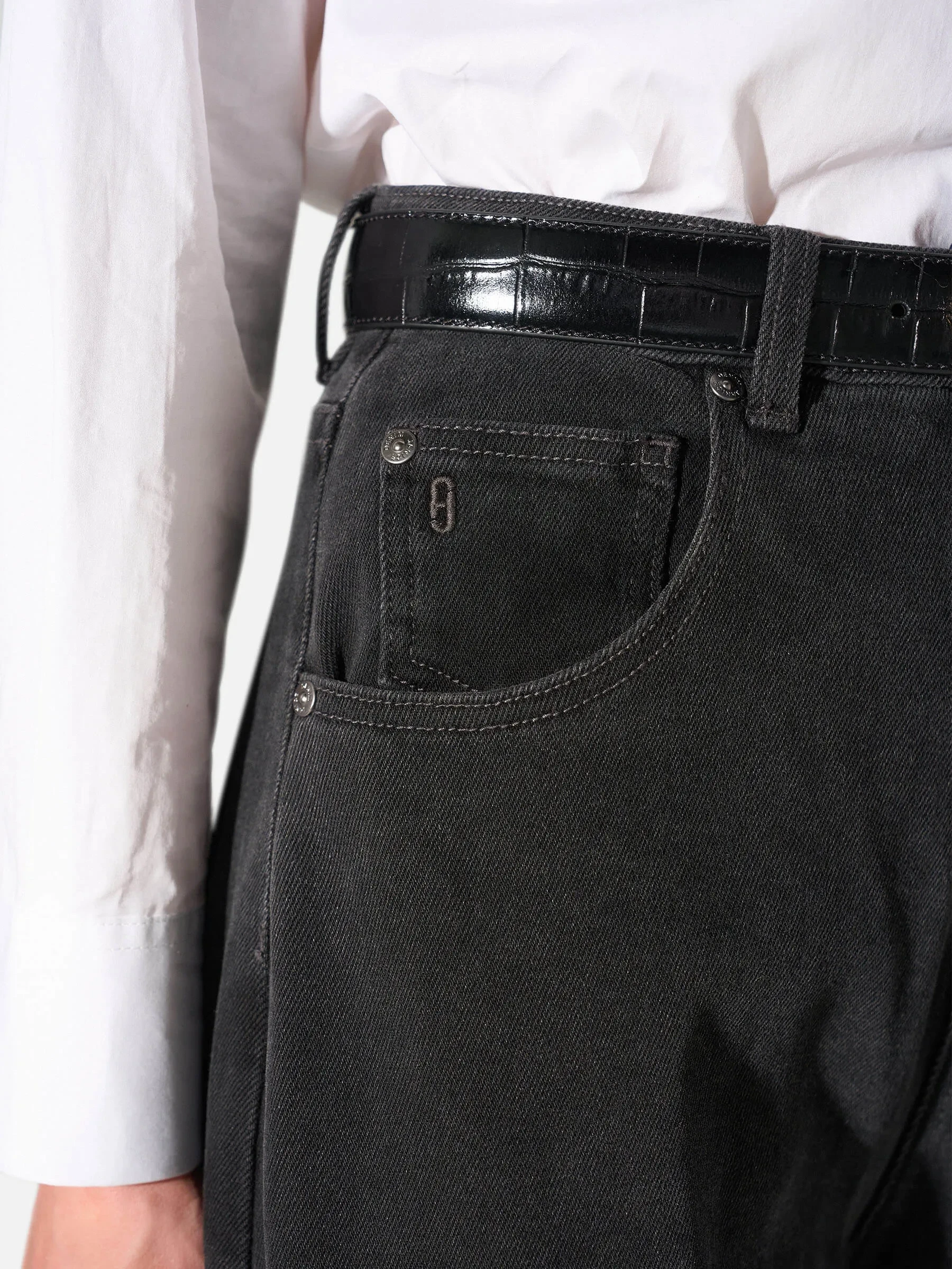 Barrel Jeans Dames Mid Rise Stretch Billy Zwart 813