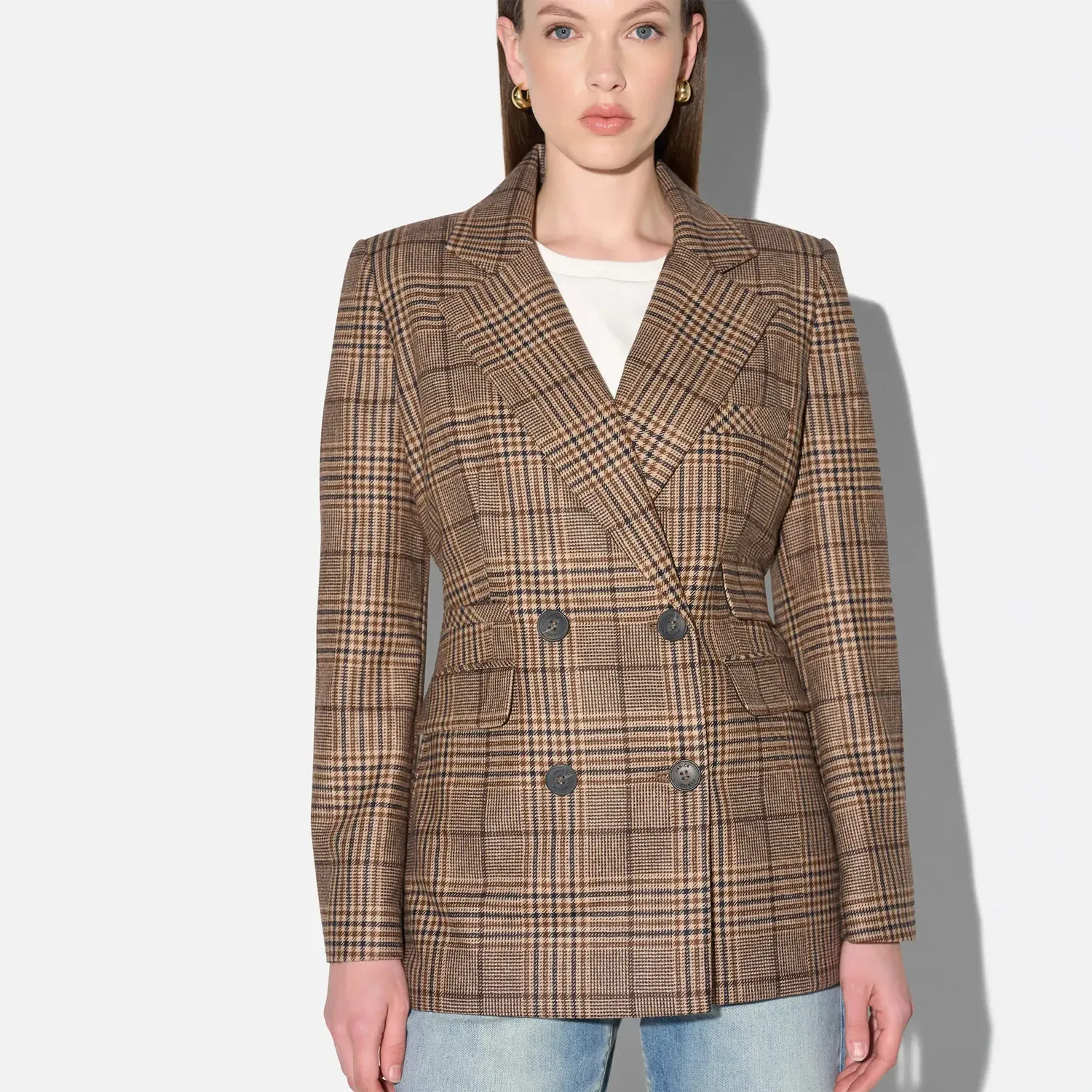 Blazer Dames Jasje Bruin Grote Ruit Martin