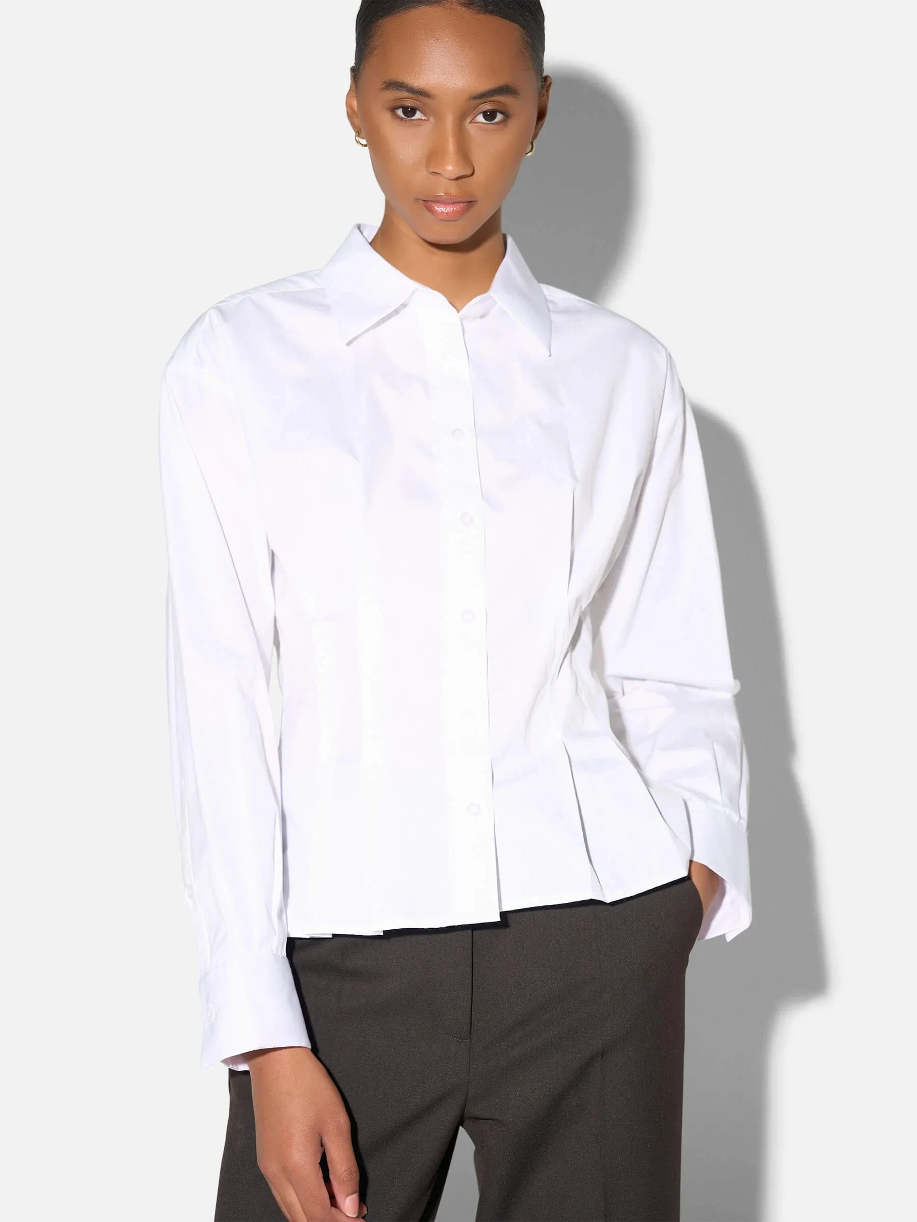 Blouse Dames Katoen Wit Taille Brogan