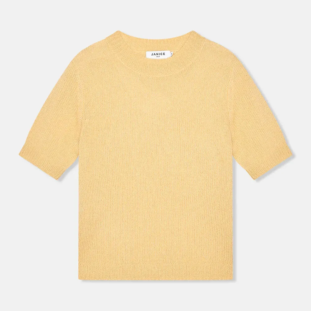 Cashmere Dames Truitje Korte Mouw Geel Eloi