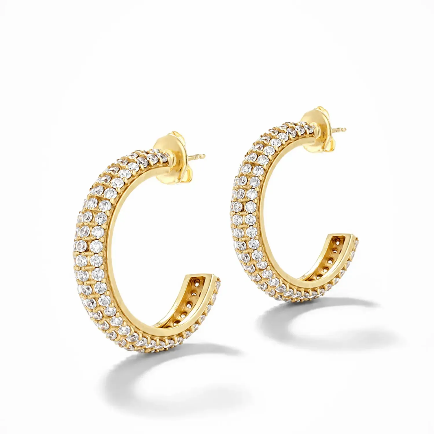 Gouden Oorbellen Creolen Zirkonia Steentjes Mercer Medium