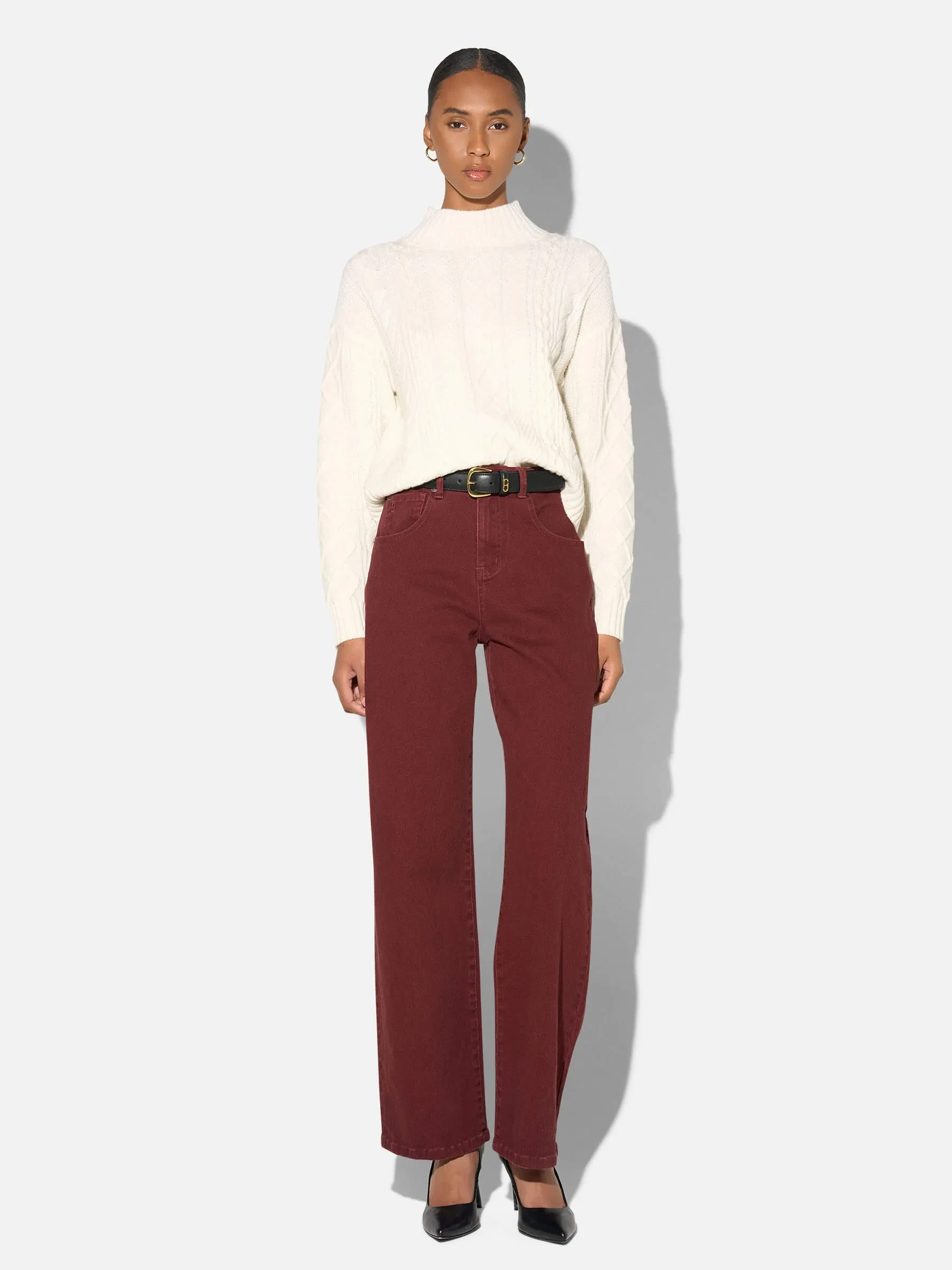 Merino Wollen Kabel Trui Oreon Off White