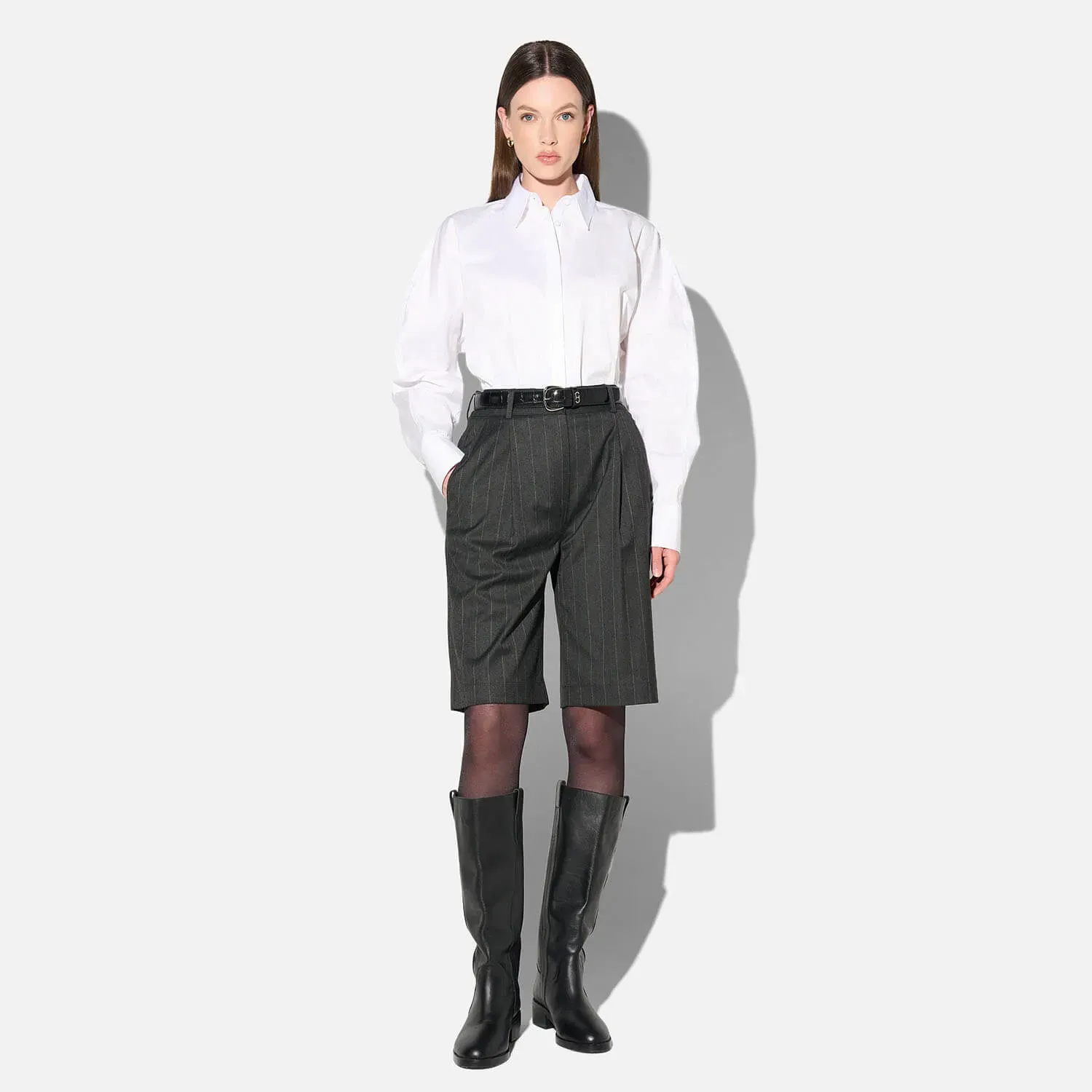 Shorts Broek Dames Rechte Pijp Zwart Krijtstreep Lou